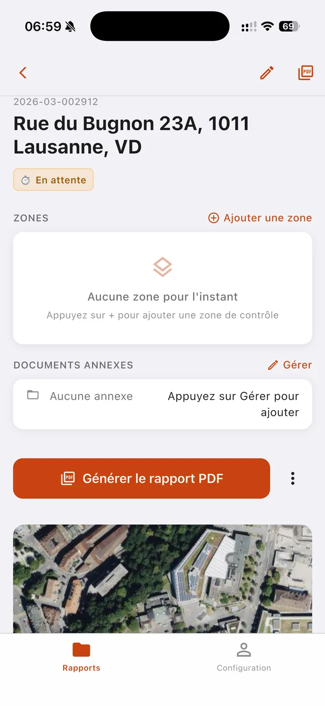 Dossier et zones de contrôle