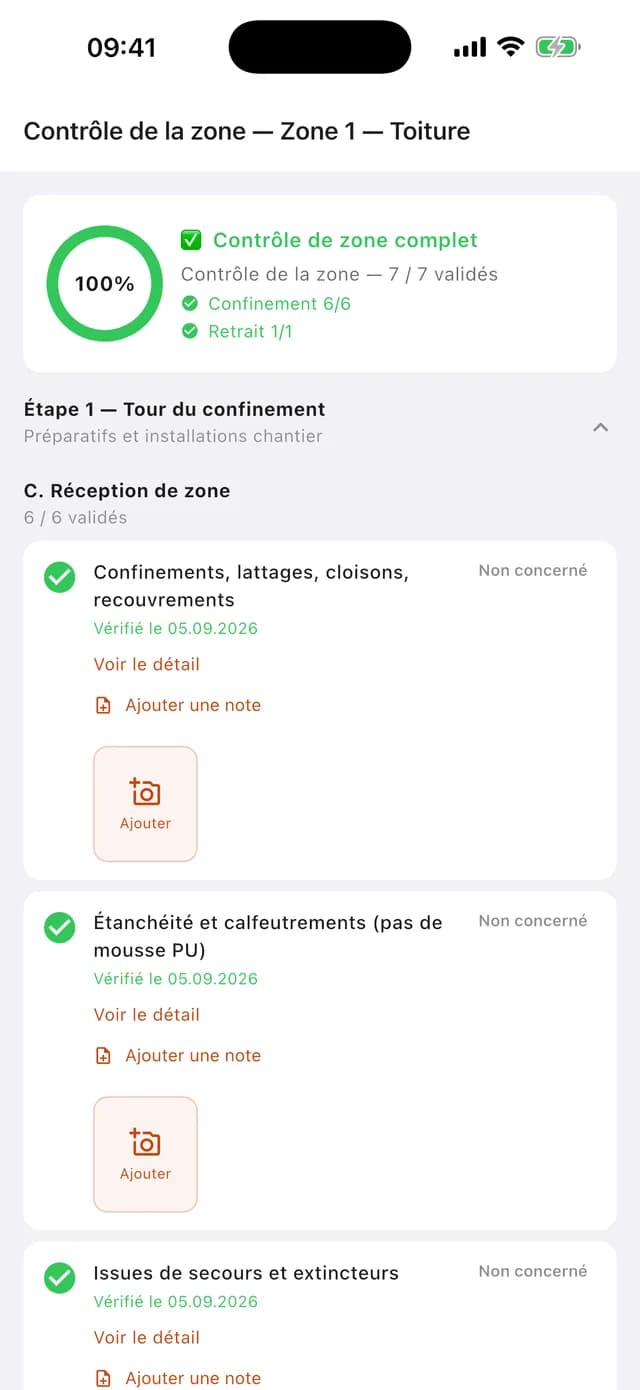 Contrôle de la zone, point par point