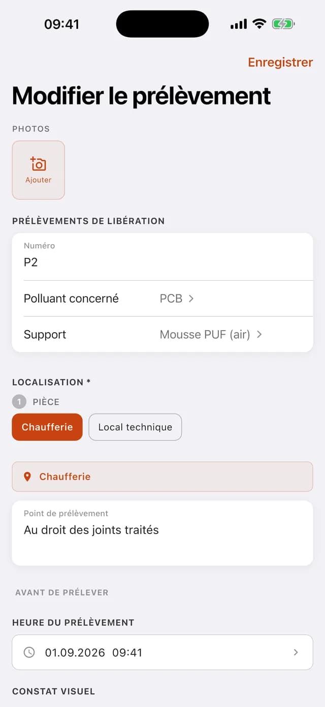 Prélèvement guidé sur le terrain